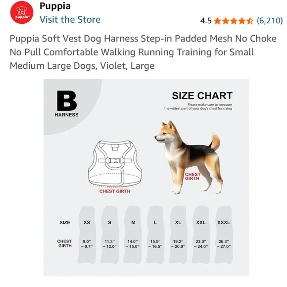 Puppia Violet Mesh Dog Harness Large - Picture 7 of 10